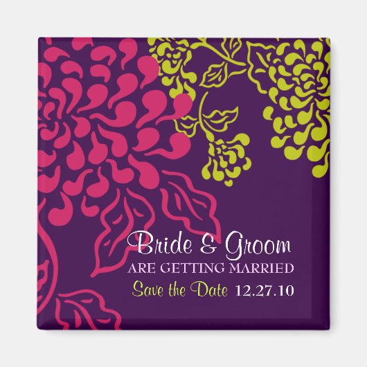 Contempo Floral (Lila Chartreuse) Save the Date Magnet (Vorne)