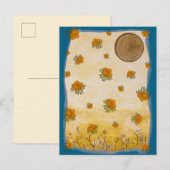 Contemporâneo Dourado Ilustrado Flor Lua Colagem Postkarte (Vorne/Hinten)