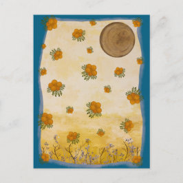 Contemporâneo Dourado Ilustrado Flor Lua Colagem Postkarte