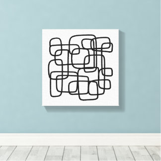 Contemporary Abstract Line Art Black And White  Leinwanddruck