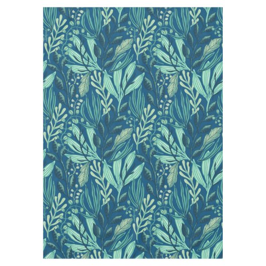 Contemporary Aquatics Blue Green Foliage Tischdecke (Vorderseite)