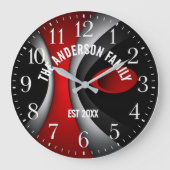 Contemporary art Modern abstract red white black Große Wanduhr (Vorderseite)