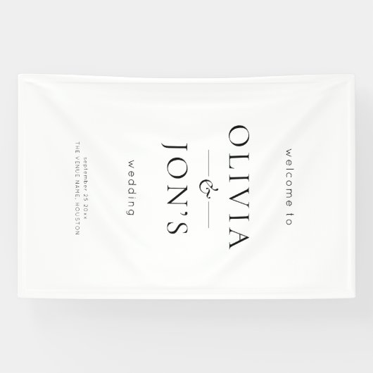 Contemporary Black and White Wedding Welcome Banner (Horizontal)