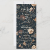 Contemporary Black Floral Wedding Ceremony Program (Vorderseite)