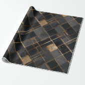 Contemporary Black Gold Geometric Abstract Pattern Geschenkpapier (Ungerollt)