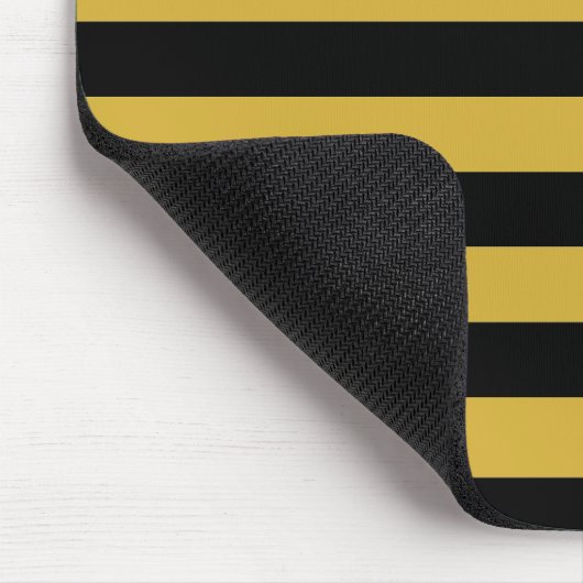 Contemporary Black Metallic Gold Stripe Layout Mousepad (Ecke)