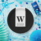 Contemporary Black Monogram | Minimalist Wedding Pappteller (Party)