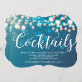 Contemporary Blue Bokeh Cocktail Party Einladung (Vorne/Hinten)
