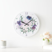 Contemporary Blue Hydrangea Wreath Große Wanduhr (Zuhause)