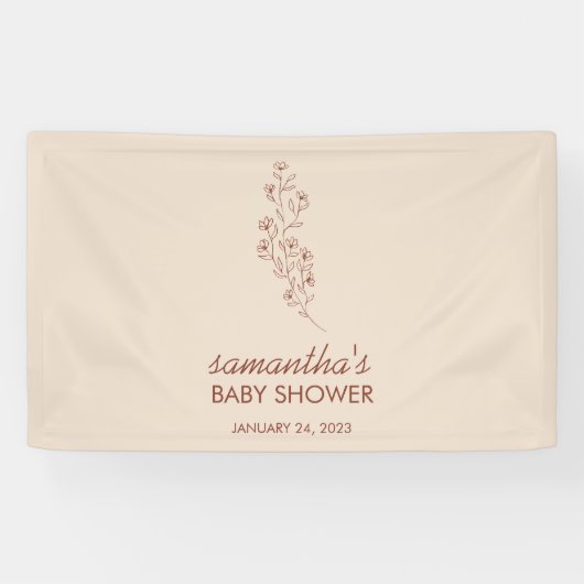 Contemporary Botanical Baby Shower Calligraphy Art Banner (Horizontal)