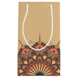 Contemporary Brown Peach Mandala Kleine Geschenktüte
