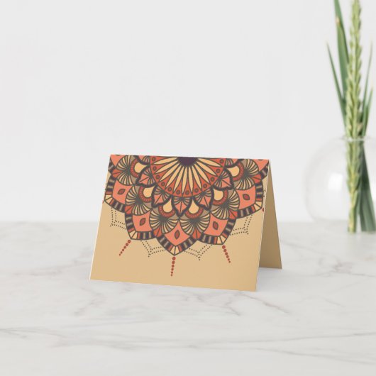 Contemporary Brown Peach Mandala Vielen Dank Dankeskarte (Vorderseite)