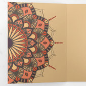 Contemporary Brown Peach Mandala Wedding Dreifach Gefaltete Einladung (Innen Erste Seite)