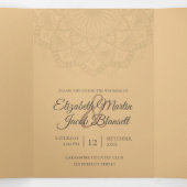 Contemporary Brown Peach Mandala Wedding Dreifach Gefaltete Einladung (Innenseite Mitte)