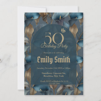Contemporary Call Lilies Aesthetic Custom Birthday Einladung