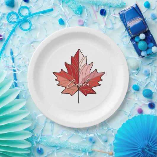 Contemporary Canadian Maple Leaf ID1071 Pappteller (Party)