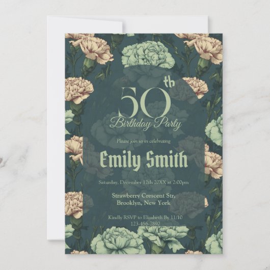 Contemporary Carnation Aesthetic Party Einladung (Vorderseite)