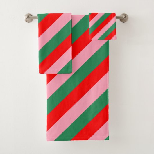 Contemporary Christmas Candy Stripes Badhandtuch Set (Insitu)