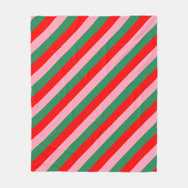 Contemporary Christmas Candy Stripes Fleecedecke