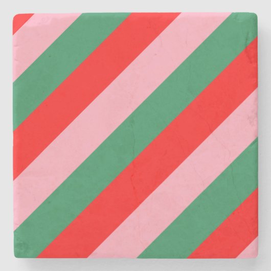 Contemporary Christmas Candy Stripes Steinuntersetzer (Vorderseite)