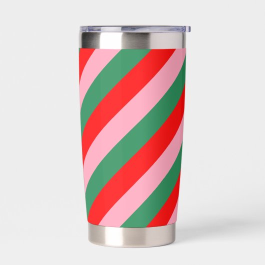 Contemporary Christmas Candy Stripes  Thermobecher (Links)
