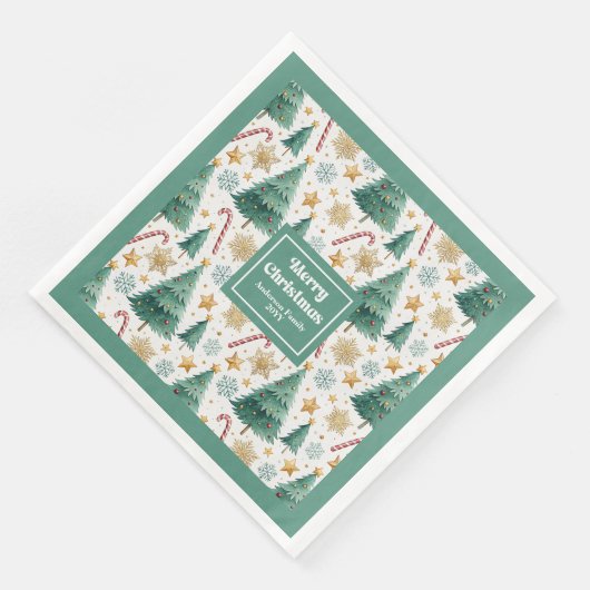 Contemporary Christmas Trees Festive Paper Napkins Serviette (Ecke)