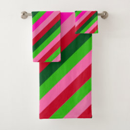 Contemporary Colors Christmas Stripes Badhandtuch Set