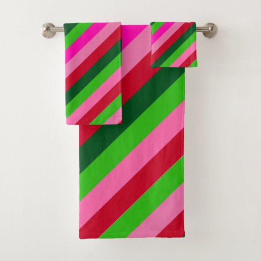 Contemporary Colors Christmas Stripes Badhandtuch Set (Insitu)