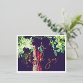 Contemporary Danke Foto Rose Gold Postkarte (Stehend vorne)