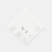 Contemporary Dark Sage Monogram White Wedding Serviette (Ecke)