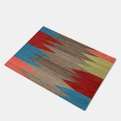 Contemporary Dusty Blue Gray Striped Fußmatte (Schrägansicht)