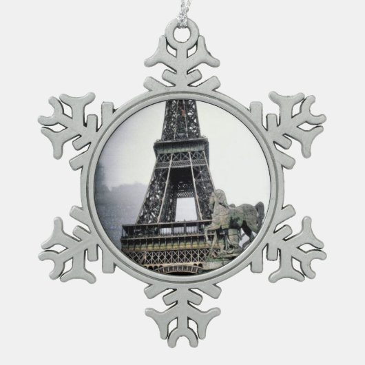 Contemporary Eiffel tower Schneeflocken Zinn-Ornament (Vorderseite)