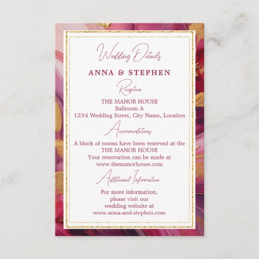 Contemporary Elegance: Fuchsia Pink Gold Begleitkarte (Vorderseite)