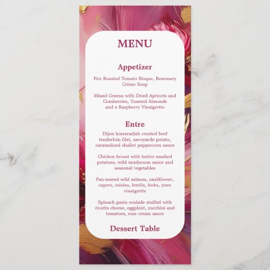 Contemporary Elegance:  Fuchsia Pink Gold Menu Menükarte (Vorderseite)