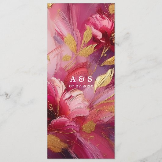 Contemporary Elegance:  Fuchsia Pink Gold Menu Menükarte (Rückseite)