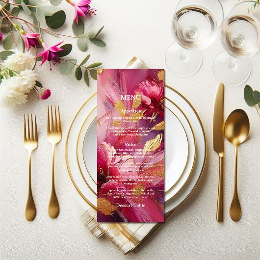 Contemporary Elegance: Fuchsia Pink Gold Menu Menükarte