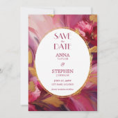 Contemporary Elegance: Fuchsia Pink Gold Save Date Einladung (Vorderseite)
