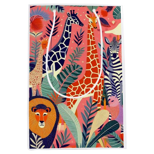 Contemporary exotic animals and birds 1 pink mittlere geschenktüte (Vorderseite)