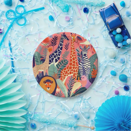 Contemporary exotic animals and birds 1 pink pappteller (Party)