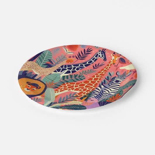 Contemporary exotic animals and birds 1 pink pappteller (Schrägansicht)