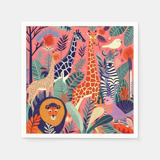 Contemporary exotic animals and birds 1 pink serviette (Vorderseite)