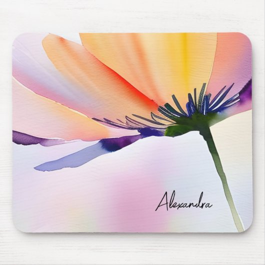 Contemporary Floral Optional Custom Name Mousepad (Vorne)