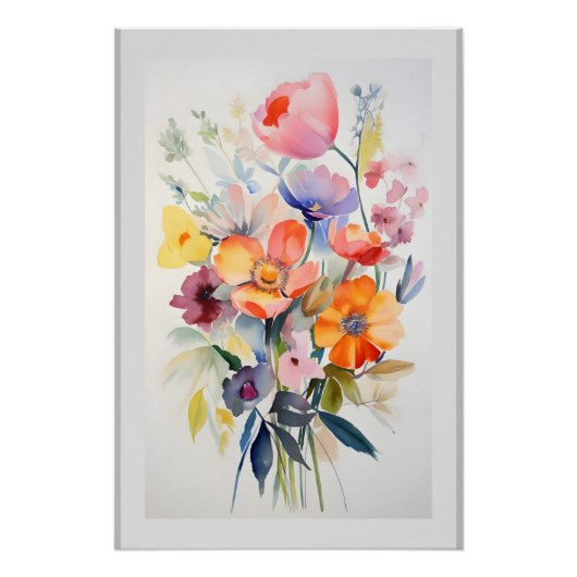 Contemporary Floral Wall Decor Art # 1 Poster (Vorderseite)