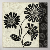 Contemporary Florals in Black and White Poster (Vorne)