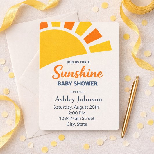 Contemporary Golden Sun Style Einladung