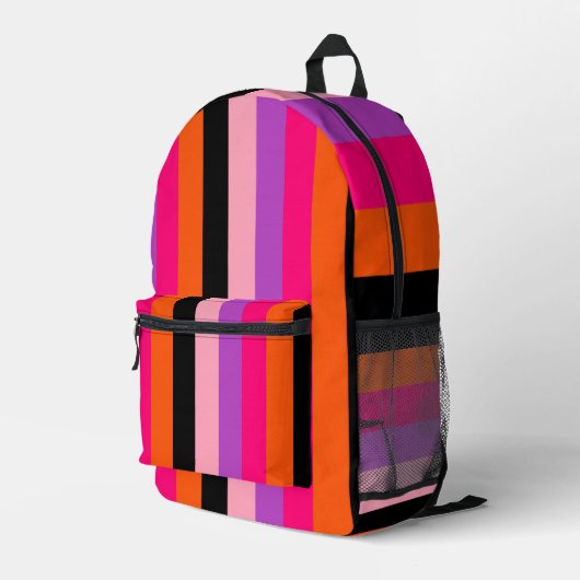 Contemporary Halloween Stripes  Bedruckter Rucksack (Rückseitige Ecke Rechts)
