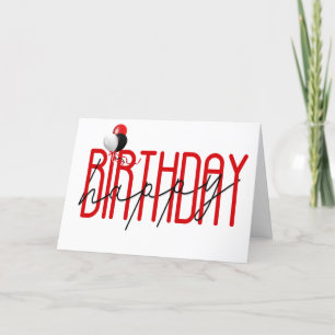 contemporary happy birthday balloons on white karte