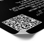 Contemporary Honeymoon Fund QR Code Black Sign Poster (Ecke)