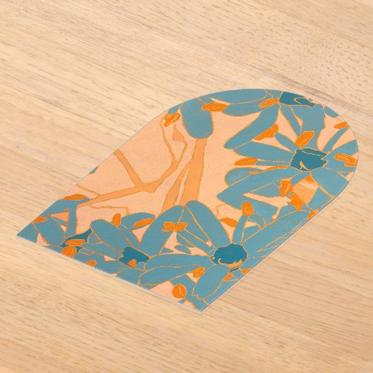 Contemporary Leaf Design in Peach Acryleinladungen (Ablage )