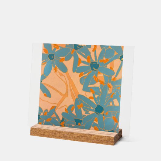 Contemporary Leaf Design in Peach Acrylschild (Winkel)